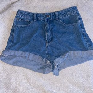 Blue denim shorts